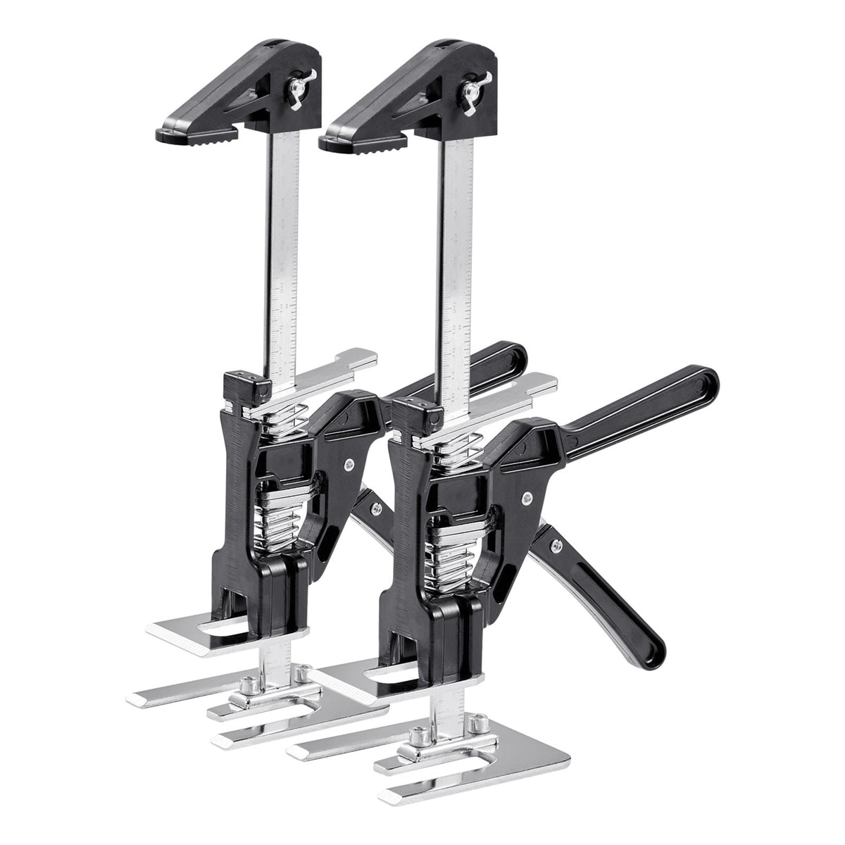 Labor Saving Arm Jack, 2 PCS 330 lbs Bearing Capacity, Lifting up to 7.1", Metal Hand Lifting Jack Tool with Magnetic Level, Adjustable Height, for Door, Window, Furniture, Woodworking, Black