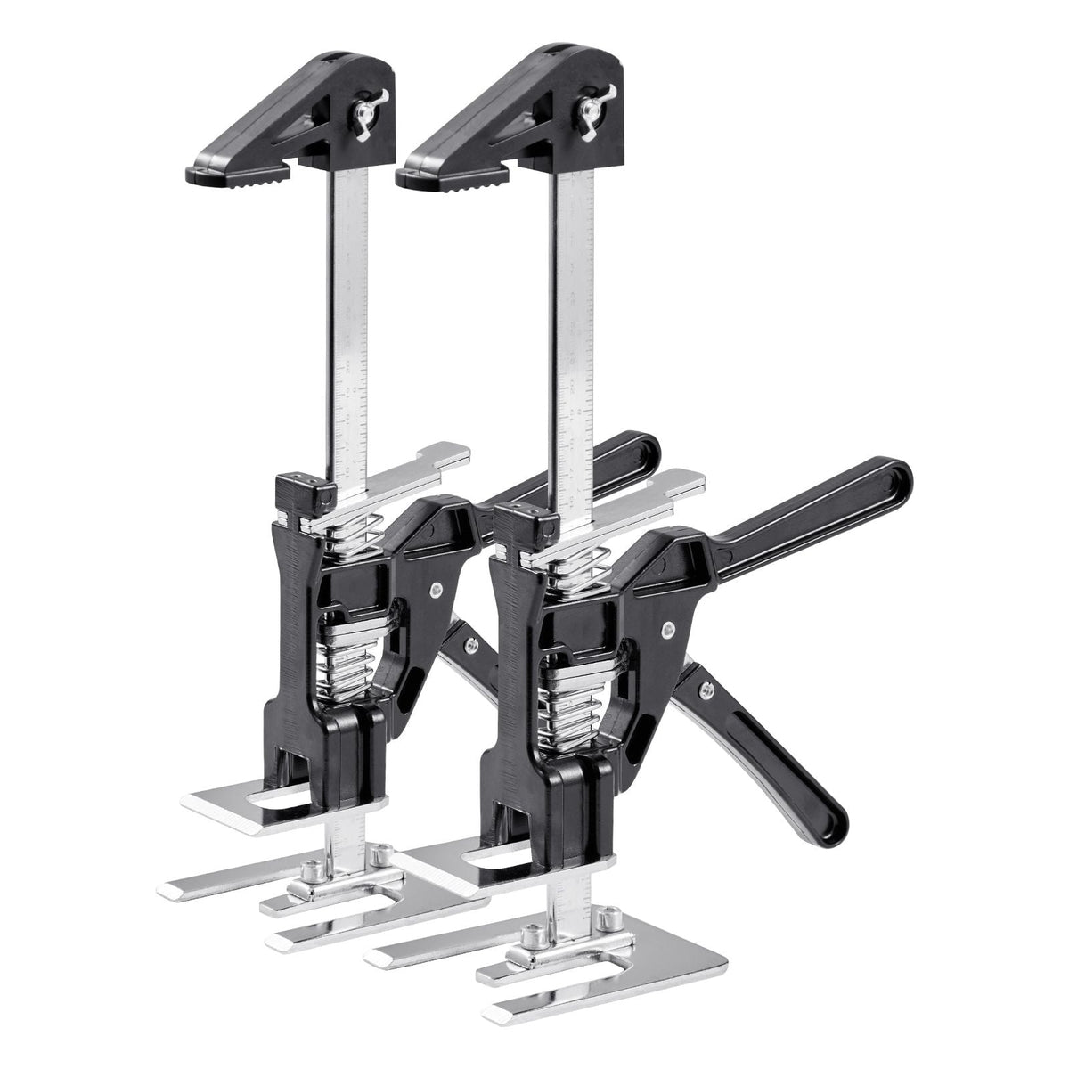 Labor Saving Arm Jack, 2 PCS 330 lbs Bearing Capacity, Lifting up to 7.1", Metal Hand Lifting Jack Tool with Magnetic Level, Adjustable Height, for Door, Window, Furniture, Woodworking, Black