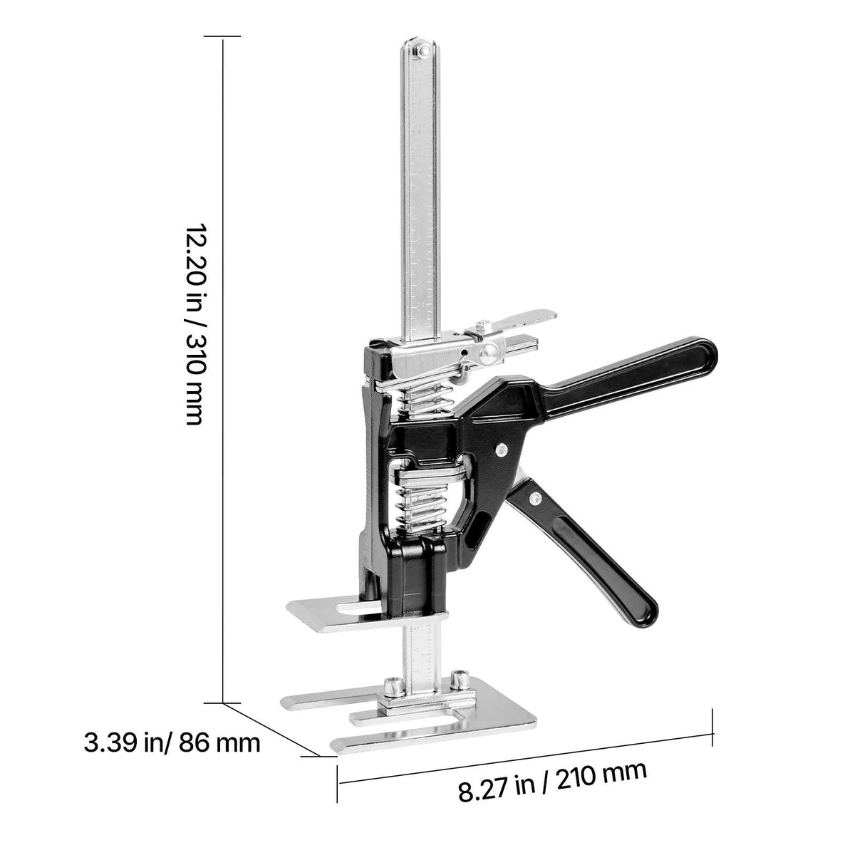 Labor Saving Arm Jack, 2 PCS 440 lbs Bearing Capacity, Lifting up to 6.5", Metal Hand Lifting Jack Tool with Magnetic Level, 2 Adjustment Modes, for Door, Window, Furniture, Woodworking, Black