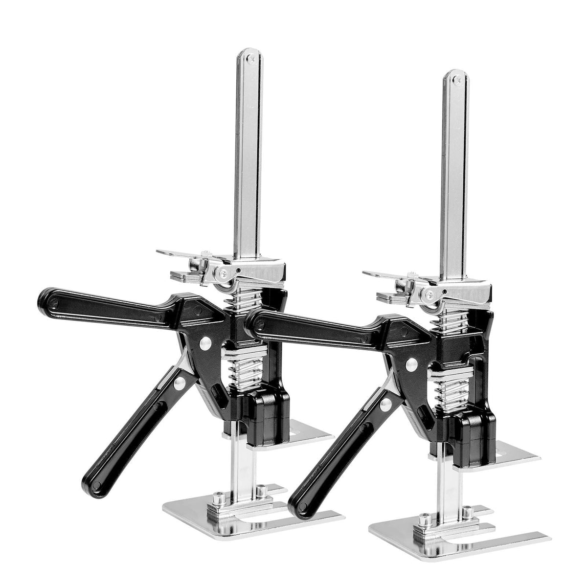 Labor Saving Arm Jack, 2 PCS 440 lbs Bearing Capacity, Lifting up to 6.5", Metal Hand Lifting Jack Tool with Magnetic Level, 2 Adjustment Modes, for Door, Window, Furniture, Woodworking, Black