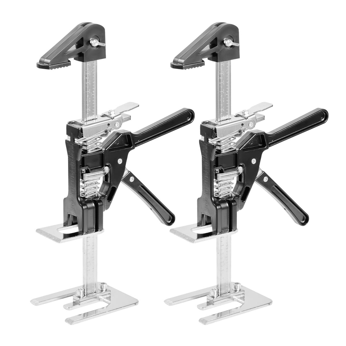 Labor Saving Arm Jack, 2 PCS 440 lbs Bearing Capacity, Lifting up to 6.5", Metal Hand Lifting Jack Tool with Magnetic Level, 2 Adjustment Modes, for Door, Window, Furniture, Woodworking, Black