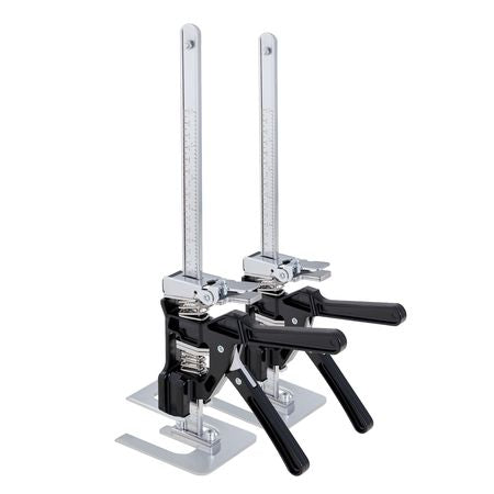 Labor Saving Arm Jack, 2 PCS 440 lbs Bearing Capacity, Lifting up to 9.3", Metal Hand Lifting Jack Tool with Magnetic Level, 2 Adjustment Modes, for Door, Window, Furniture, Woodworking, Black