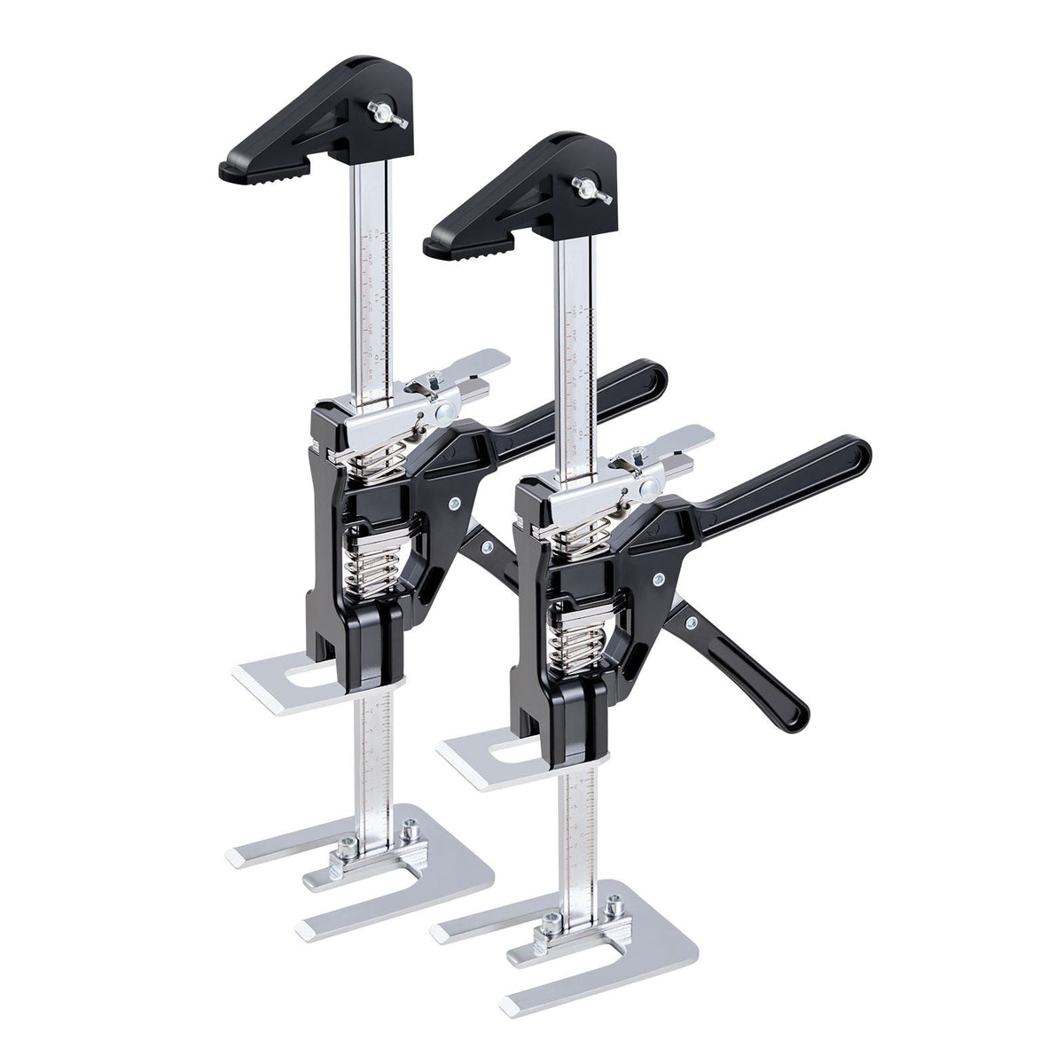 Labor Saving Arm Jack, 2 PCS 440 lbs Bearing Capacity, Lifting up to 9.3", Metal Hand Lifting Jack Tool with Magnetic Level, 2 Adjustment Modes, for Door, Window, Furniture, Woodworking, Black