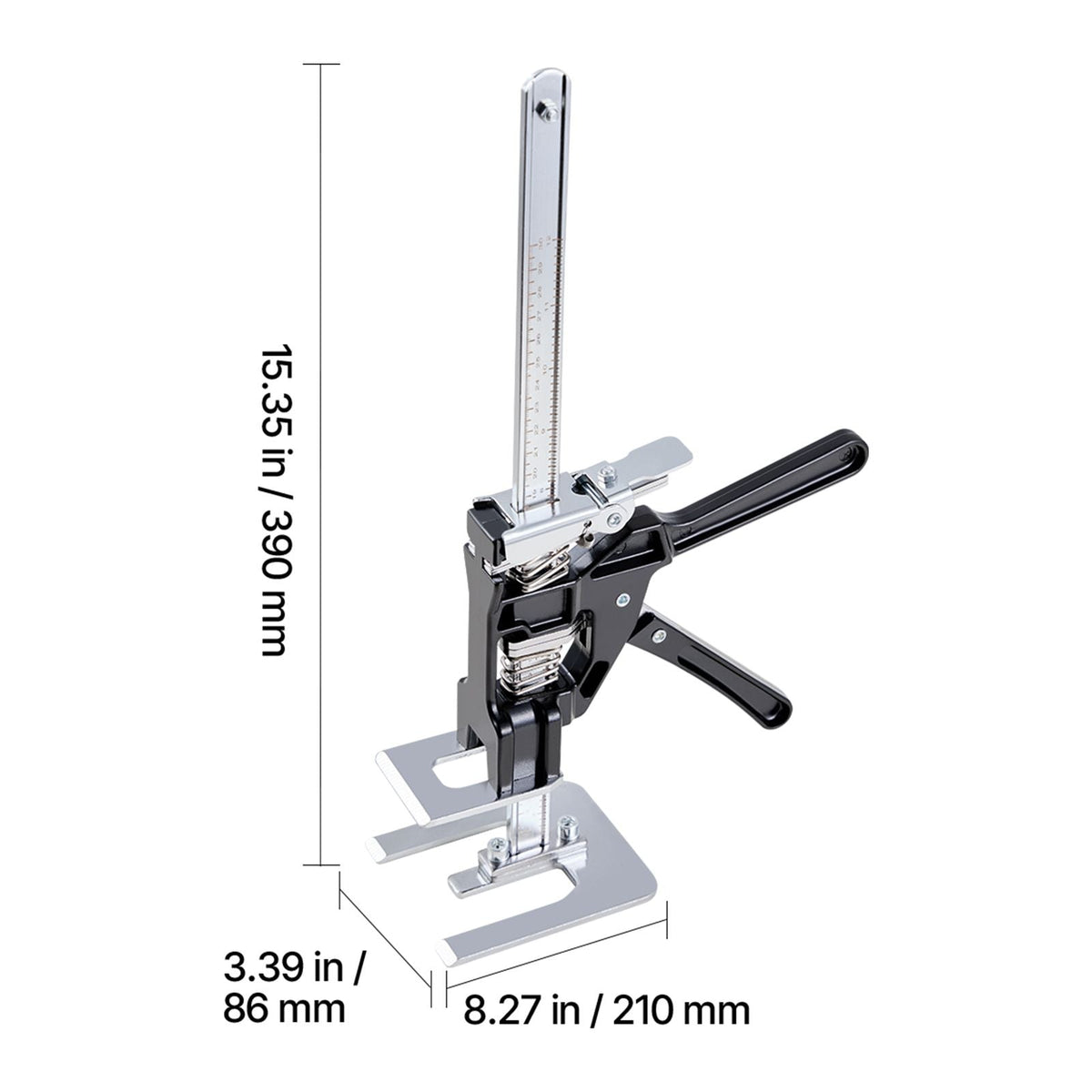 Labor Saving Arm Jack, 2 PCS 440 lbs Bearing Capacity, Lifting up to 9.3", Metal Hand Lifting Jack Tool with Magnetic Level, 2 Adjustment Modes, for Door, Window, Furniture, Woodworking, Black