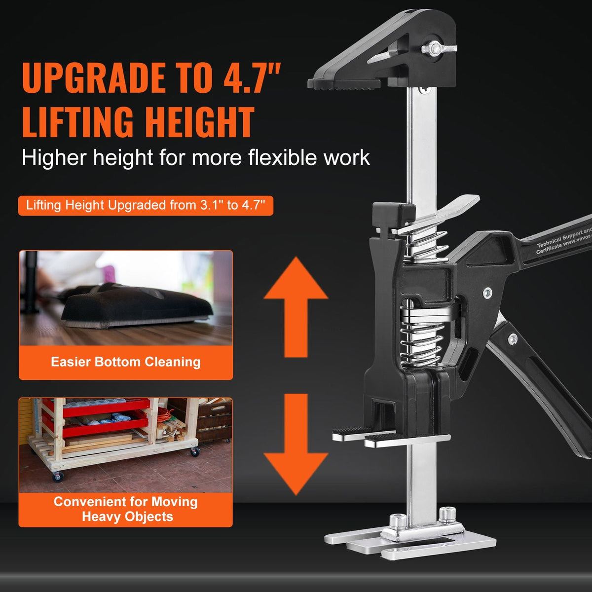 Labor Saving Arm Jack, 2 PCS Bearing Capacity 200 lbs, Lifting up to 4.7", Hand Lifting Jack Tool with Magnetic Level, Door Panel Lifting Cabinet Jack for Door, Window, Furniture, Woodworking