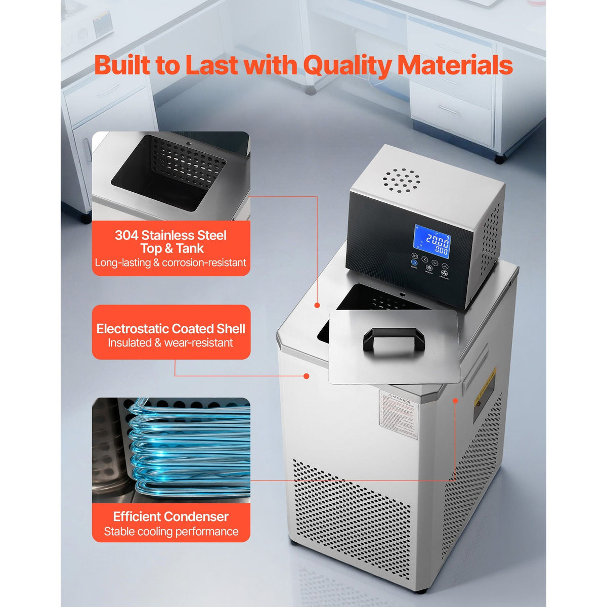 Laboratory Chiller Circulator, -30 to 100 Celsius, 6 L Internal and External Dual Circulation, Low Temperature Cooling Liquid Circulator Pump Chiller, Recirculating Chiller Water Bath for Laboratory