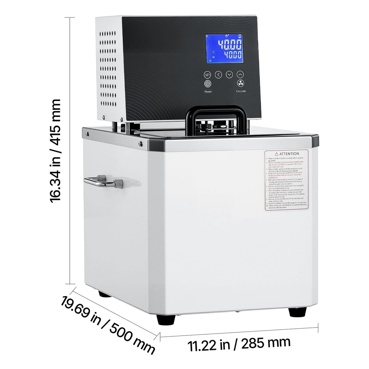 Laboratory High-Temperature Circulating Oil Bath, Up to 300 Celsius/572 Fahrenheit, 10 L Lab Constant Temp Heating Tank, 0.1 Celsius High Precision, Internal and External Dual Circulation