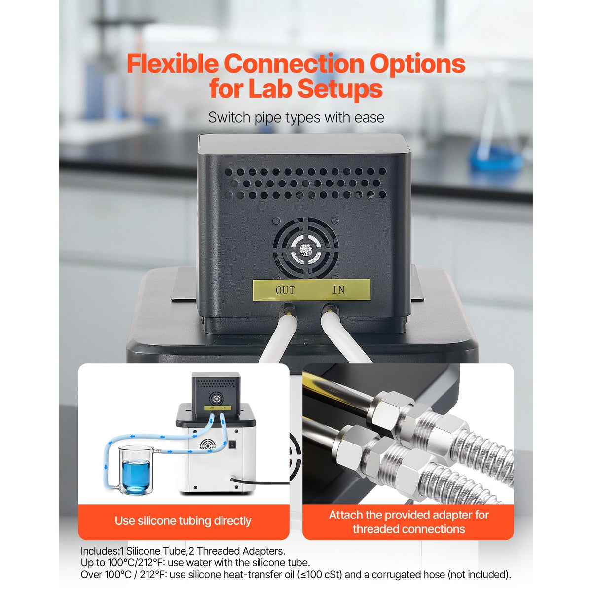 Laboratory High-Temperature Circulating Oil Bath, Up to 300 Celsius/572 Fahrenheit, 15 L Lab Constant Temp Heating Tank, 0.1 Celsius High Precision, Internal and External Dual Circulation