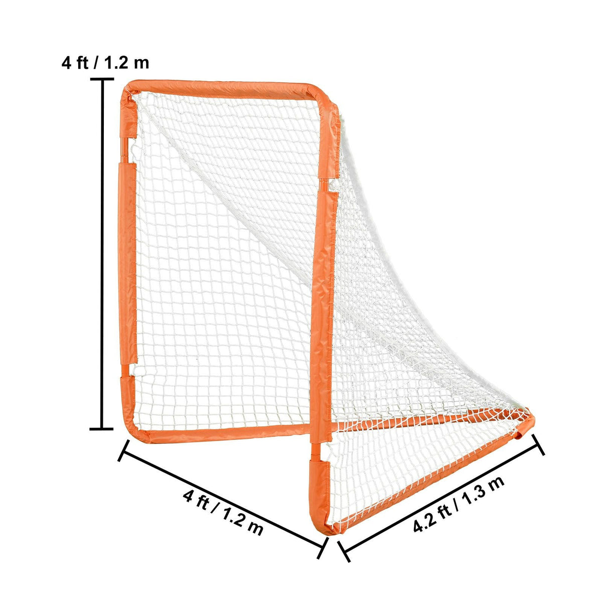 Lacrosse Goal, 4' x 4' Small Kids Lacrosse Net, Folding Portable Lacrosse Goal with Carry Bag, Iron Frame Backyard Training Equipment, Quick & Easy Setup, Perfect for Youth Training, Orange