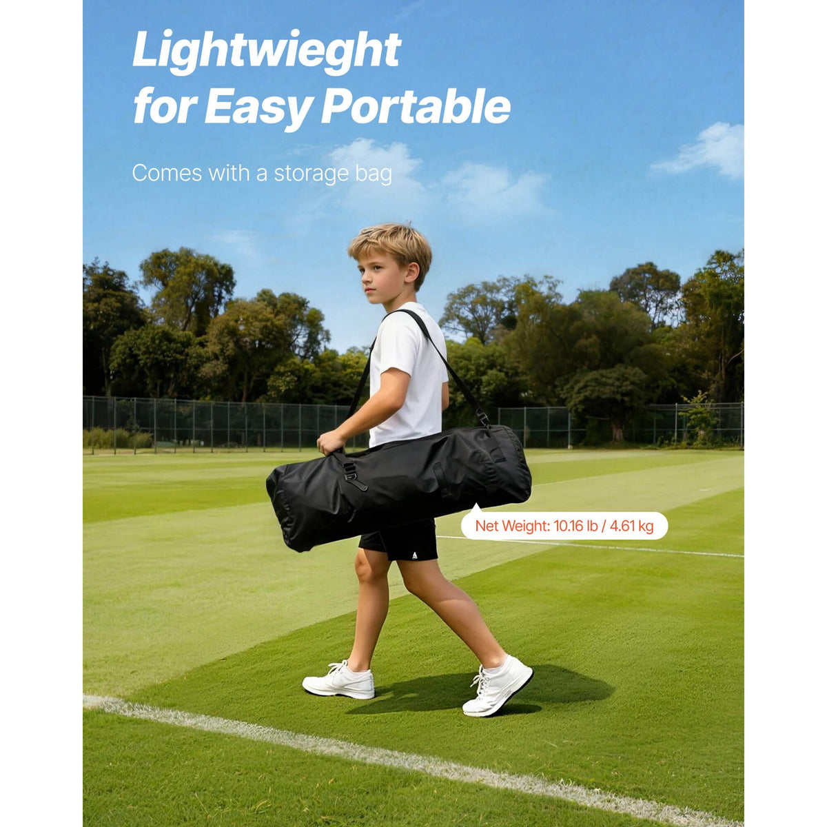 Lacrosse Goal, 4' x 4' Small Kids Lacrosse Net, Folding Portable Lacrosse Goal with Carry Bag, Iron Frame Backyard Training Equipment, Quick & Easy Setup, Perfect for Youth Training, Orange