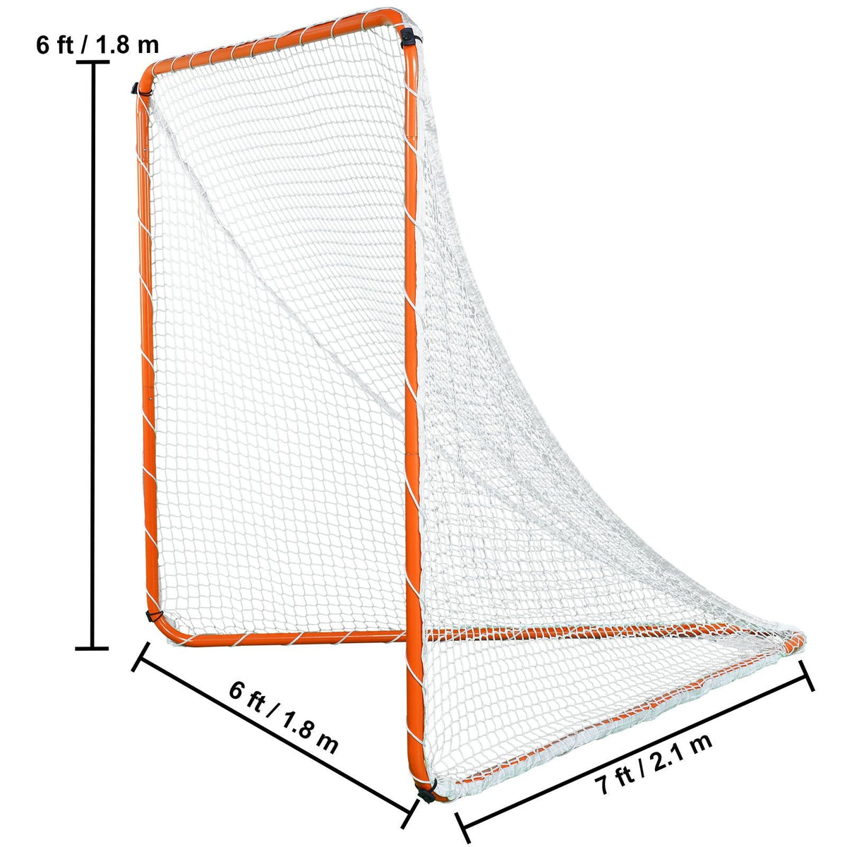 Lacrosse Goal, 6' x 6' Lacrosse Net, Steel Frame Backyard Lacrosse Training Equipment, Portable Lacrosse Goal with Carry Bag, Quick & Easy Setup, Perfect for Youth Adult Training, Orange