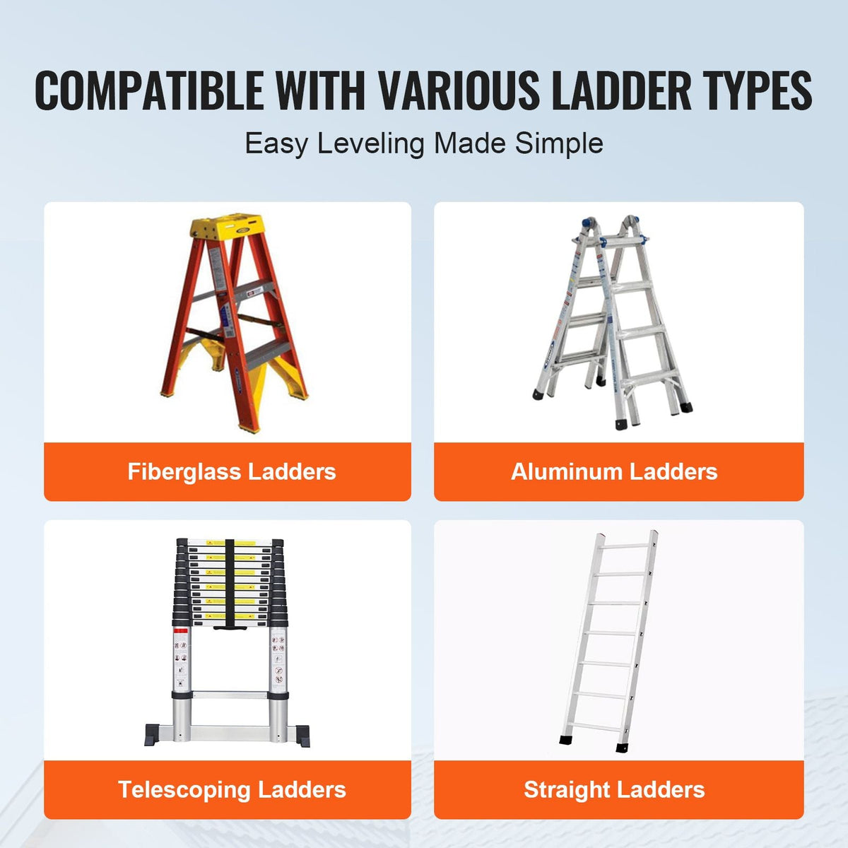 Ladder Levler, 11.4 inch Expansion Length Steel Ladder Leveling Tool, Quick Release Pitch Hopper, Stair Ladder Stabilizer Easy to Use,Extension Ladder Accessories for Uneven Ground