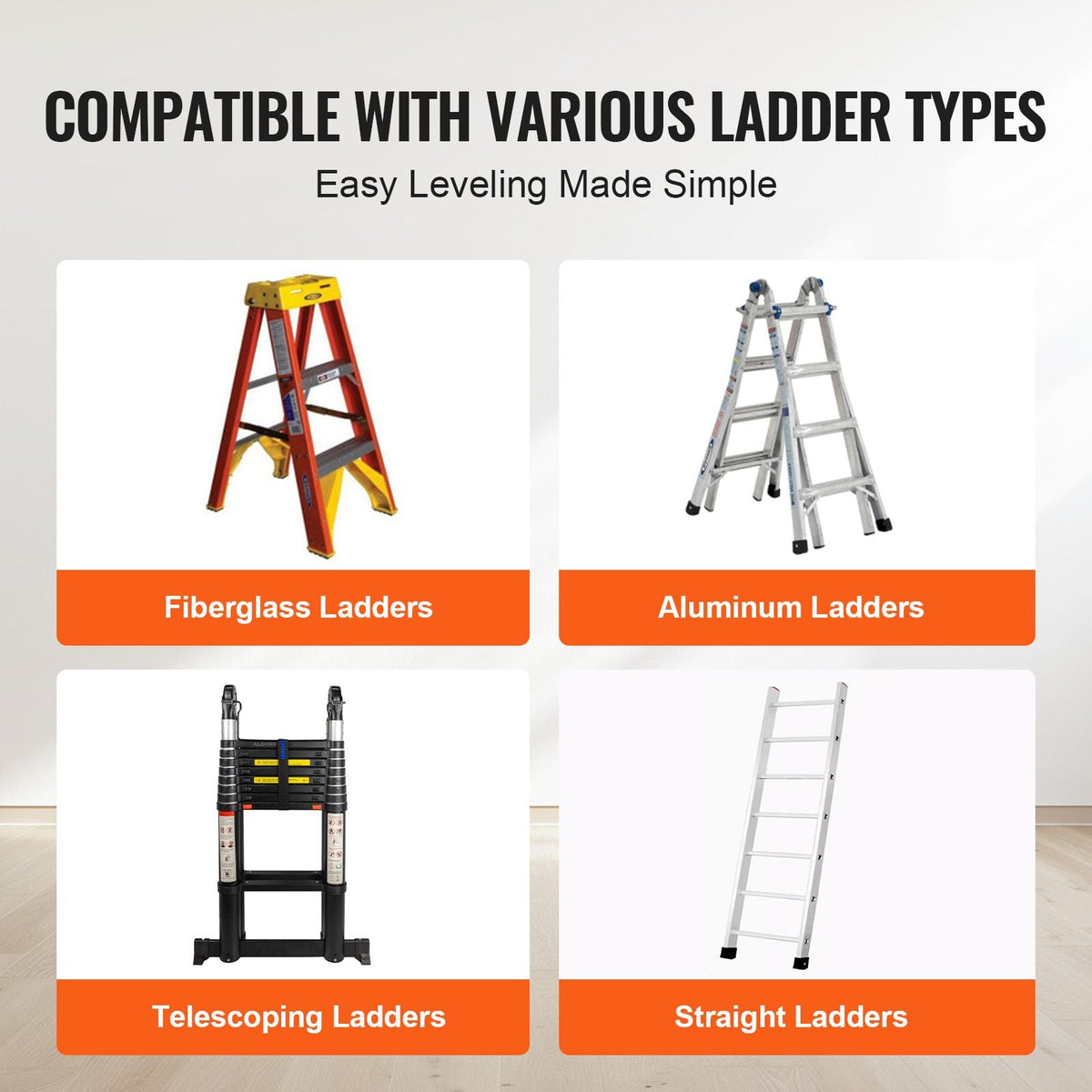 Ladder Levler, 23.4 inch Steel 550lbs Load Ladder Leveling Tool, Pitch Hopper, Stair Ladder Stabilizer with Storage, Easy to Use for All Surfaces,Extension Ladder Accessories for Uneven Ground
