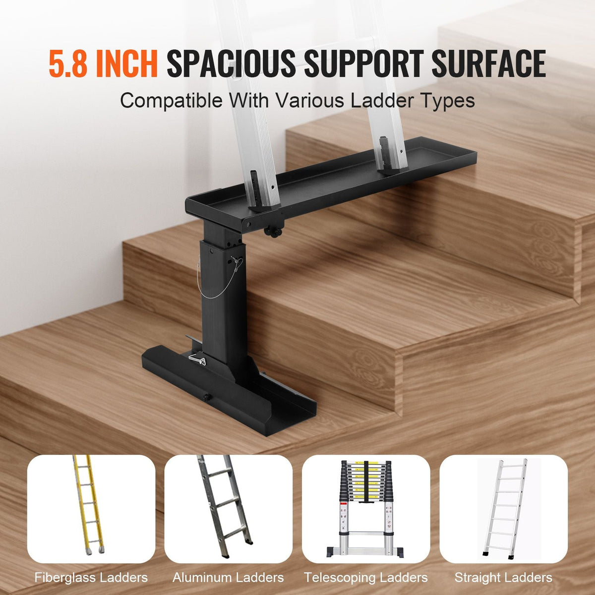 Ladder Levler, 23.4 L x 11.4-18 in H Support Surface, Steel Ladder Leveling Tool, Folding Pitch Hopper, Stair Ladder Stabilizer Easy to Use,Extension Ladder Accessories for Uneven Ground