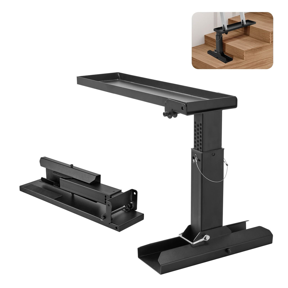 Ladder Levler, 29.8 L x 11.4-18 in H Support Surface, Steel Ladder Leveling Tool, Folding Pitch Hopper, Stair Ladder Stabilizer Easy to Use,Extension Ladder Accessories for Uneven Ground