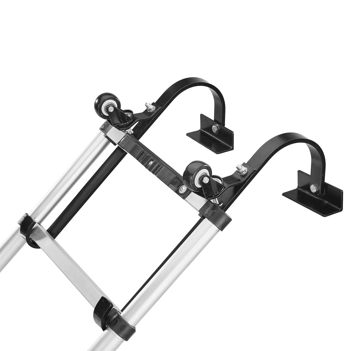 Ladder Roof Hook, 2 Pack with Fixed Wheel & Swivel Bar, Wheel Heavy Duty Steel Ladder Stabilizer, Roof Ridge Extension for Damage Prevention, 600 lbs Weight Rating, Easy to Access Steep Roofs