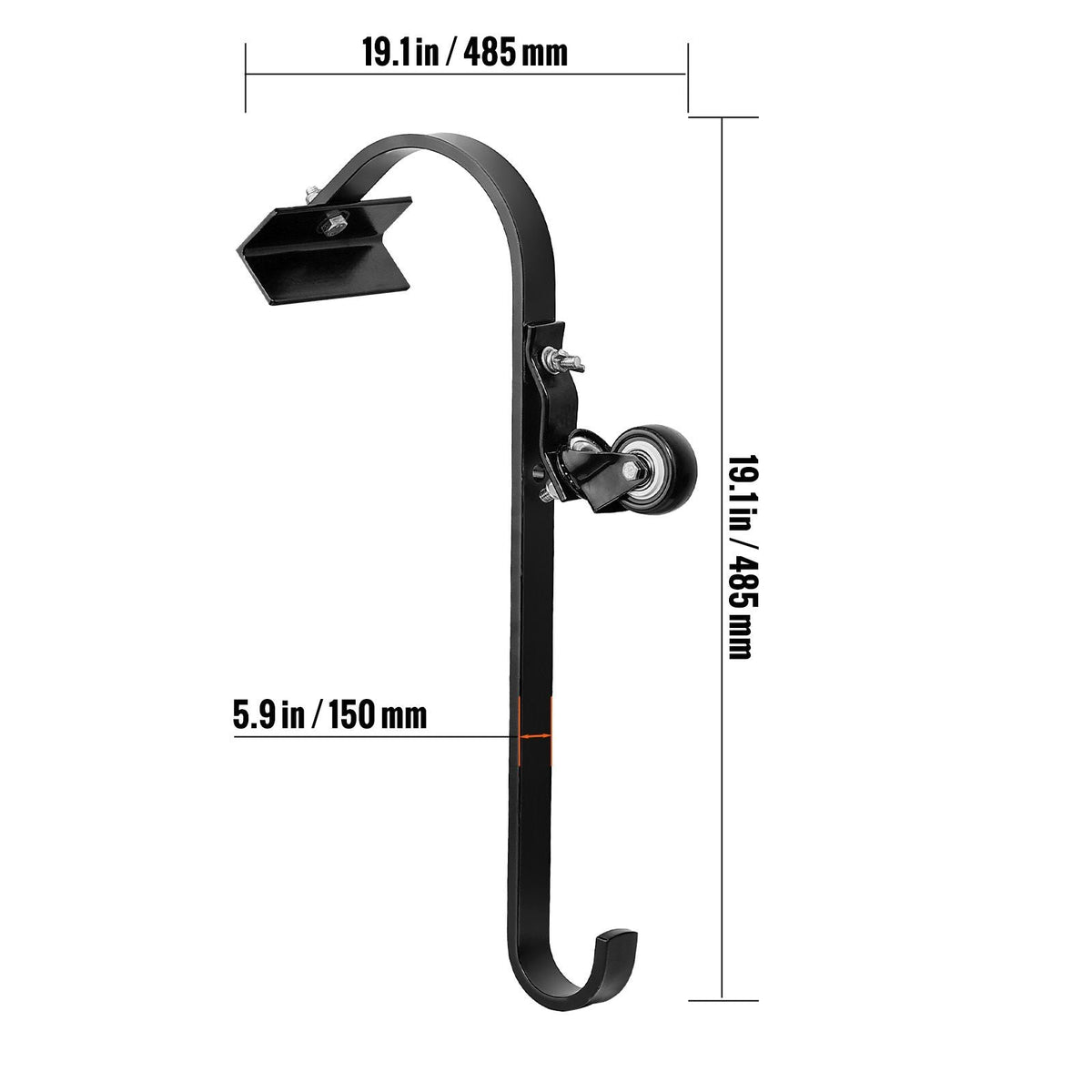 Ladder Roof Hook, 2 Pack with Fixed Wheel & Swivel Bar, Wheel Heavy Duty Steel Ladder Stabilizer, Roof Ridge Extension for Damage Prevention, 600 lbs Weight Rating, Easy to Access Steep Roofs