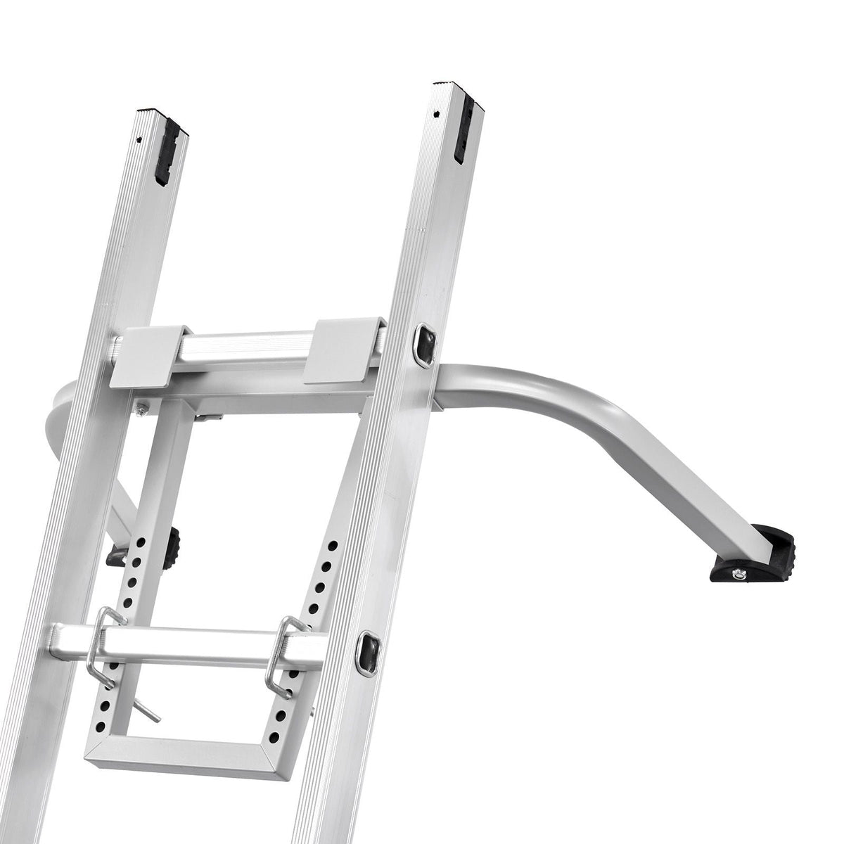 Ladder Stabilizer, Heavy Duty Steel Ladder Roof Hook, Ladder Stabilizer with Wing Span/Wall Extension Accessory, Stable Ladder Standoff Arms for Roof Gutter with Anti-Slip Rubber Feet