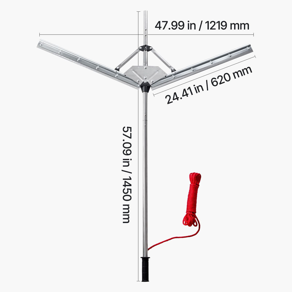 Lake Weed Cutter, Pond Aquatic Plant Cutting Tool with 48 in Max. Cut Width, Sharp and Heavy-Duty Steel Blades, Pond Rake with 30 ft Throw Rope, for Cattail, Phragmites, Lilly Pads & Chara