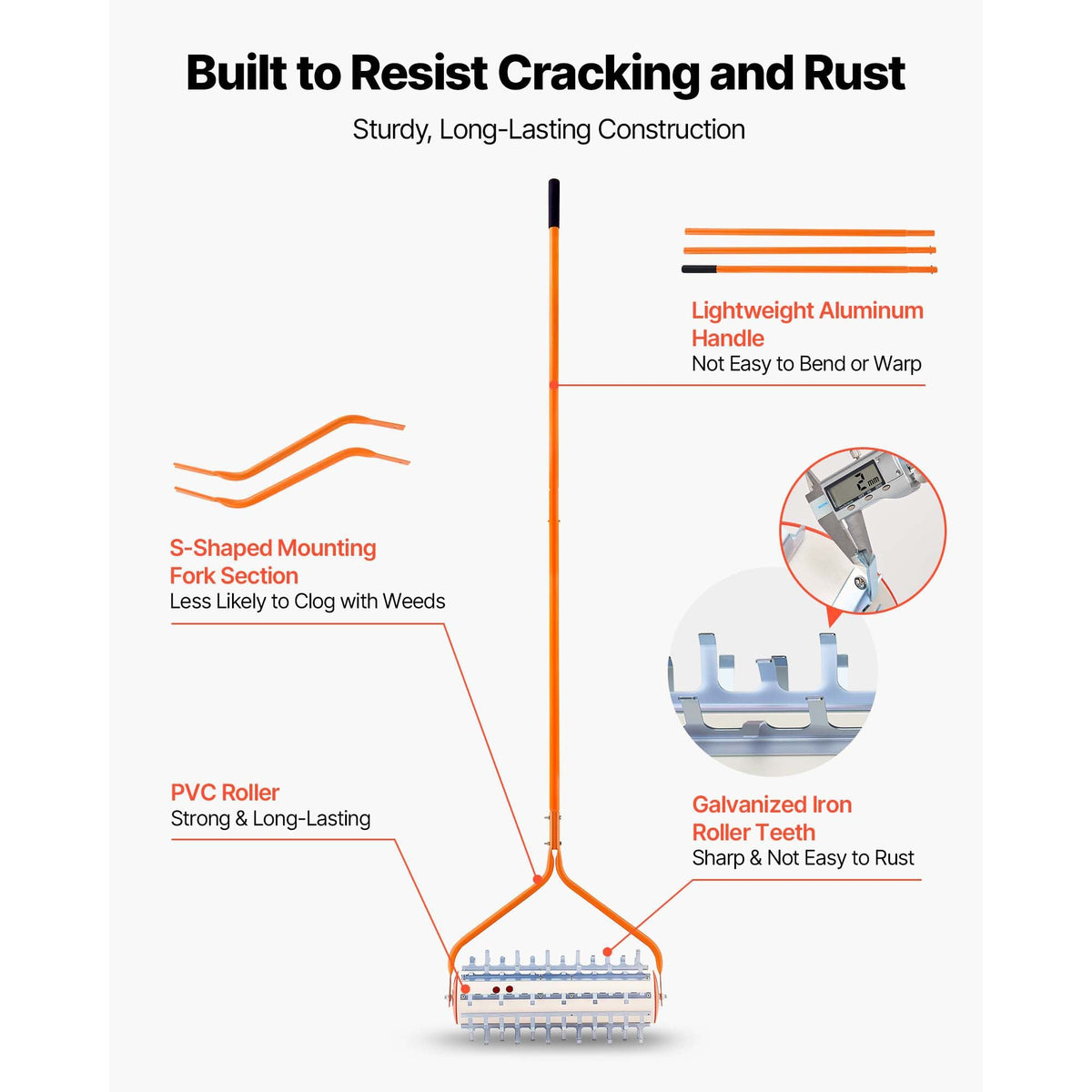 Lake Weed Roller, 12 ft Lake & Pond Weed Removal Tool, Muck Razer Aquatic & Sludge Tiller, Rid Roots and Muck Buildup, 9 Preassembled Galvanized Iron Blades, 3 Aluminum Handles, Easy Assembly