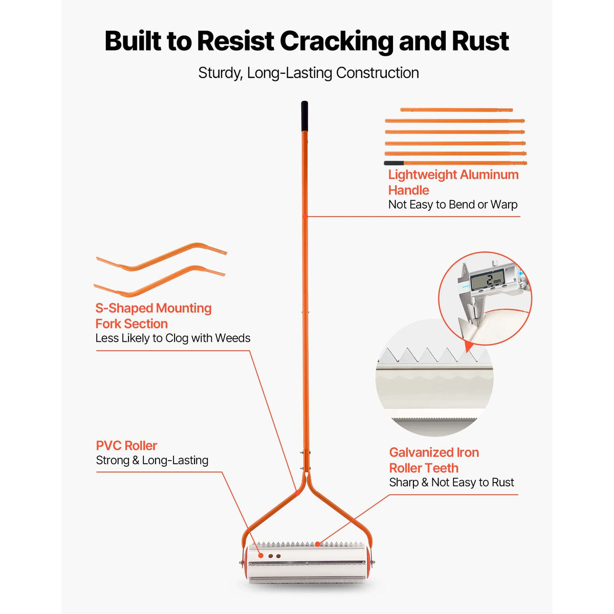 Lake Weed Roller, 20 ft Lake & Pond Weed Removal Tool, Muck Razer Aquatic & Sludge Tiller, Rid Roots and Muck Buildup, 6 Preassembled Stainless Steel Blades, 6 Aluminum Handles, Easy Assembly