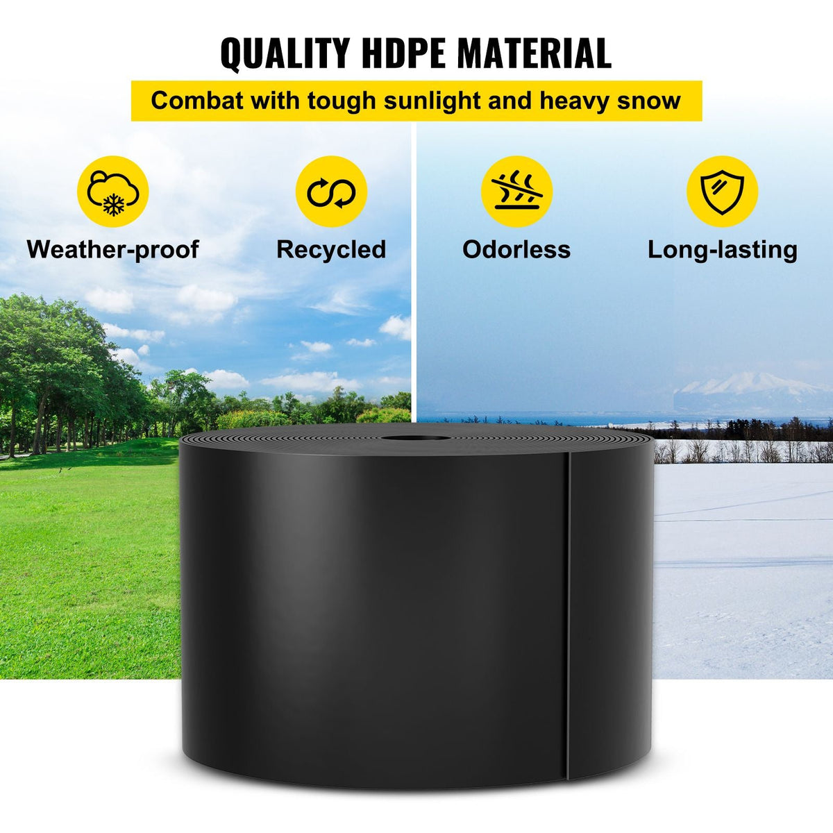 Landscape Edging, 10 inch Depth 40 ft Total Length, Recycled HDPE Coiled Terrace Board, Flexible Bender Border for Landscaping, Lawn, Garden, Yard, Against Invading Weeds, Black