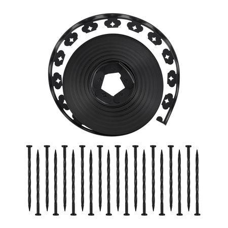 Landscape Edging, 100 ft x 1.5 in Plastic Garden Border Edging with 120 Spikes, No Dig, Flexible Lawn Edgings Roll, UV-Resistant Mini Fence Borders Pathway Edgings for Flower Beds Yard Paver