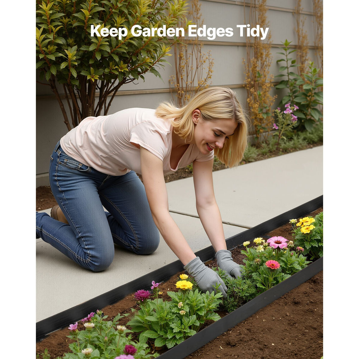 Landscape Edging, 100 ft x 1.5 in Plastic Garden Border Edging with 120 Spikes, No Dig, Flexible Lawn Edgings Roll, UV-Resistant Mini Fence Borders Pathway Edgings for Flower Beds Yard Paver