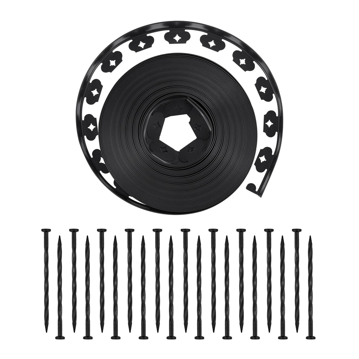 Landscape Edging, 100 ft x 1.5 in Plastic Garden Border Edging with 120 Spikes, No Dig, Flexible Lawn Edgings Roll, UV-Resistant Mini Fence Borders Pathway Edgings for Flower Beds Yard Paver