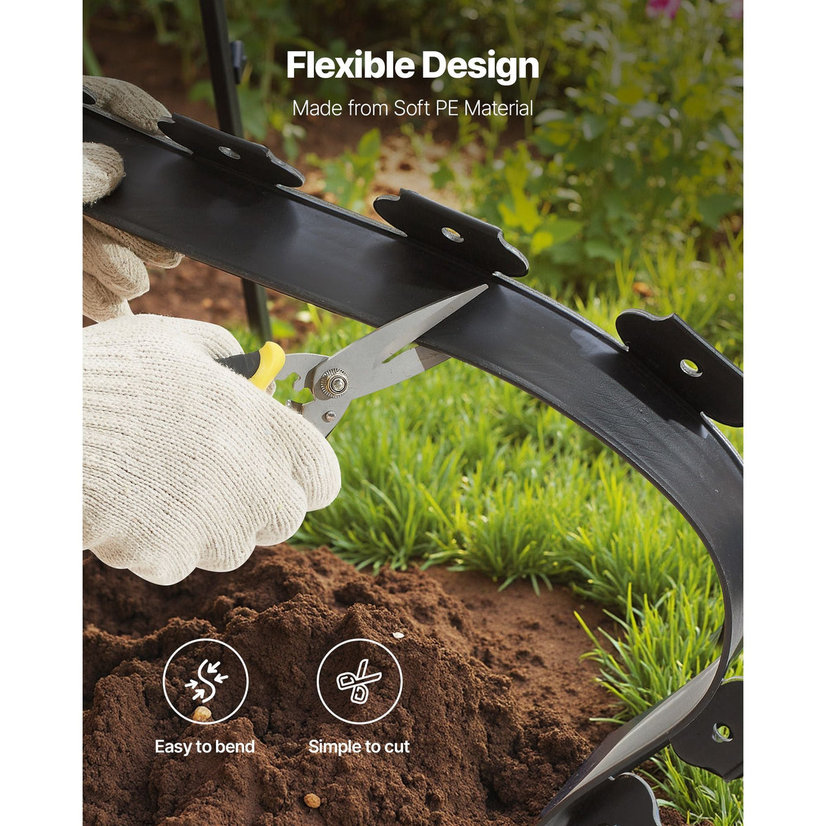 Landscape Edging, 20 ft x 2 in Plastic Garden Border Edging with 120 Spikes, No Dig, Flexible Lawn Edgings Roll, UV-Resistant Mini Fence Borders Pathway Edgings for Flower Beds Yard Paver