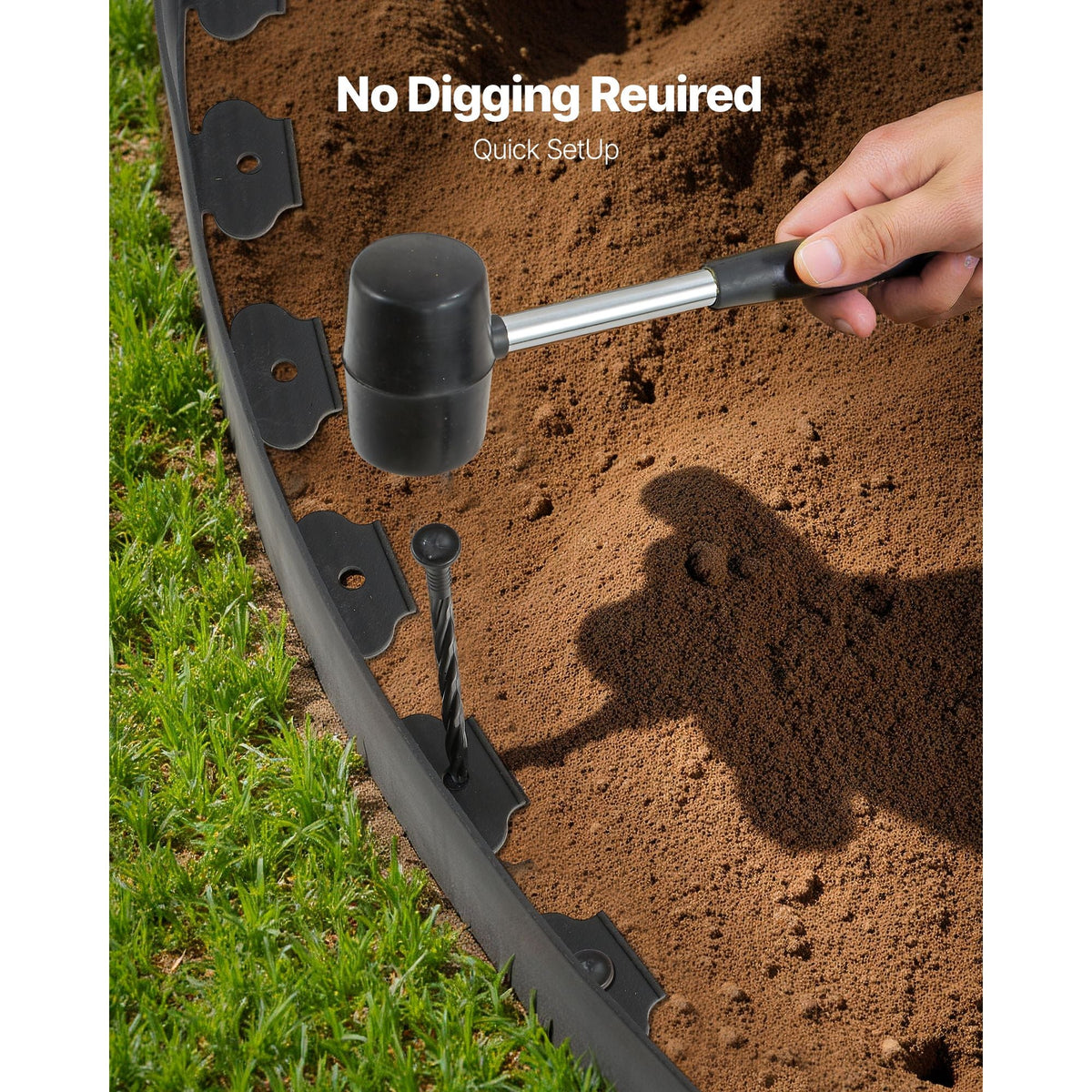 Landscape Edging, 66 ft x 4 in Plastic Garden Border Edging with 60 Spikes & 2 Ground Stakes, No Dig, Flexible Lawn Edgings Roll, UV-Resistant Mini Fence Borders for Flower Beds Yard Paver