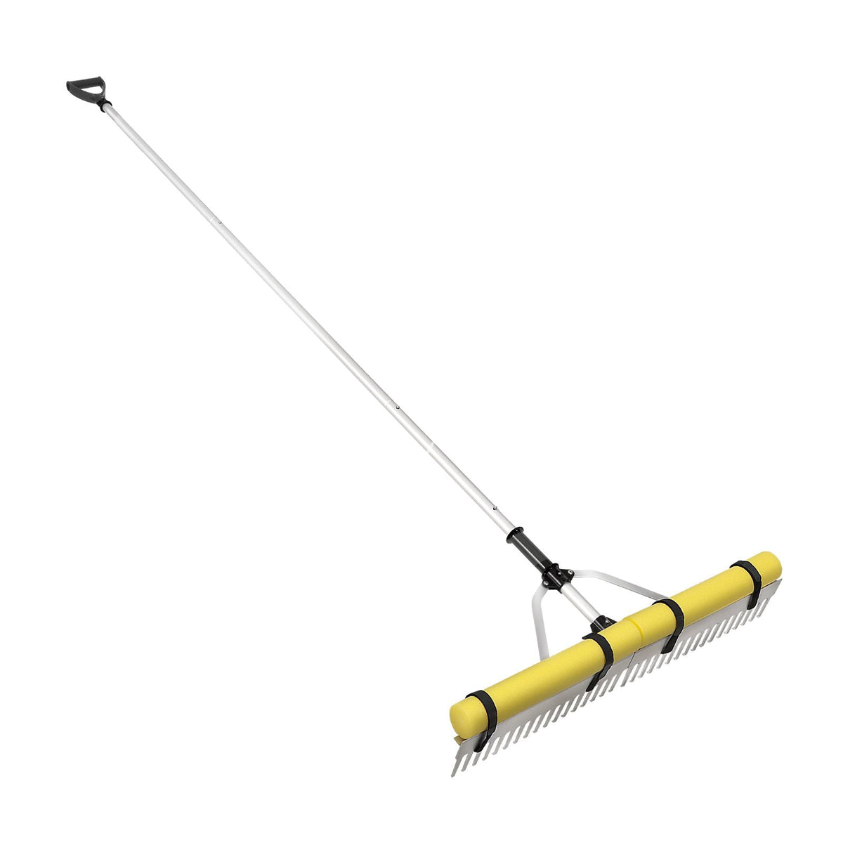 Landscape Rake, 36" Head Aluminum Landscape Rake, Lake Weed Rake with 102.36" Adjustable Extension Handle, Rope and Float, for Loosening Soil, Lawn Care, Weeding Lake, Garden, Pond