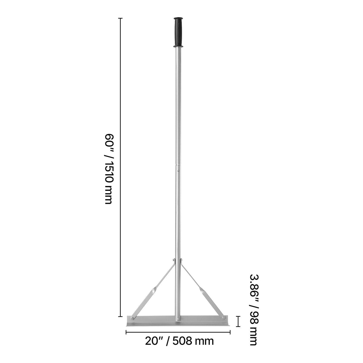 Landscape Rake, 60 inch Handle 20 inch Wide Head, Large Heavy Duty Aluminum Landscaping Level, Asphalt Rake Tool for Asphalt & Land Leveling, Concrete Paving, Sand Flattening, No Teeth