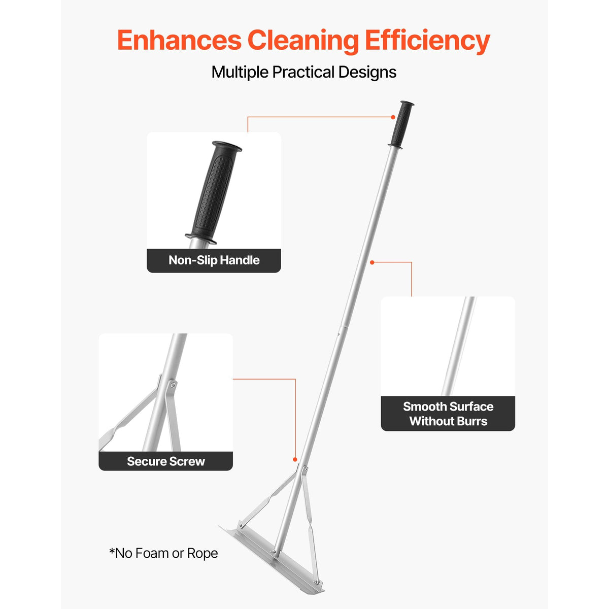 Landscape Rake, 60 inch Handle 20 inch Wide Head, Large Heavy Duty Aluminum Landscaping Level, Asphalt Rake Tool for Asphalt & Land Leveling, Concrete Paving, Sand Flattening, No Teeth