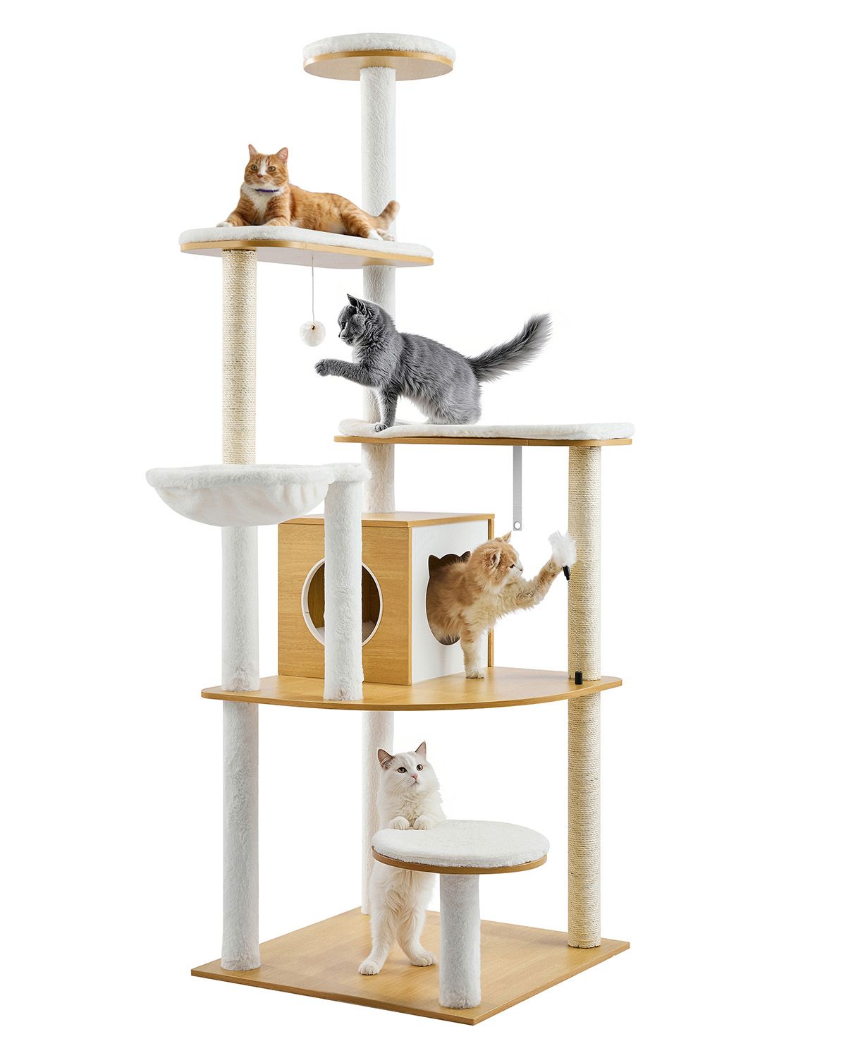 Large Cat Tree, 68.9 inches Tall, Cat Tower, Multi-level Cat Condo Furniture Activity Center with Cozy Perches, Sisal Scratching Posts, Hammock, Big Kittens House for Indoor Cats Play & Rest