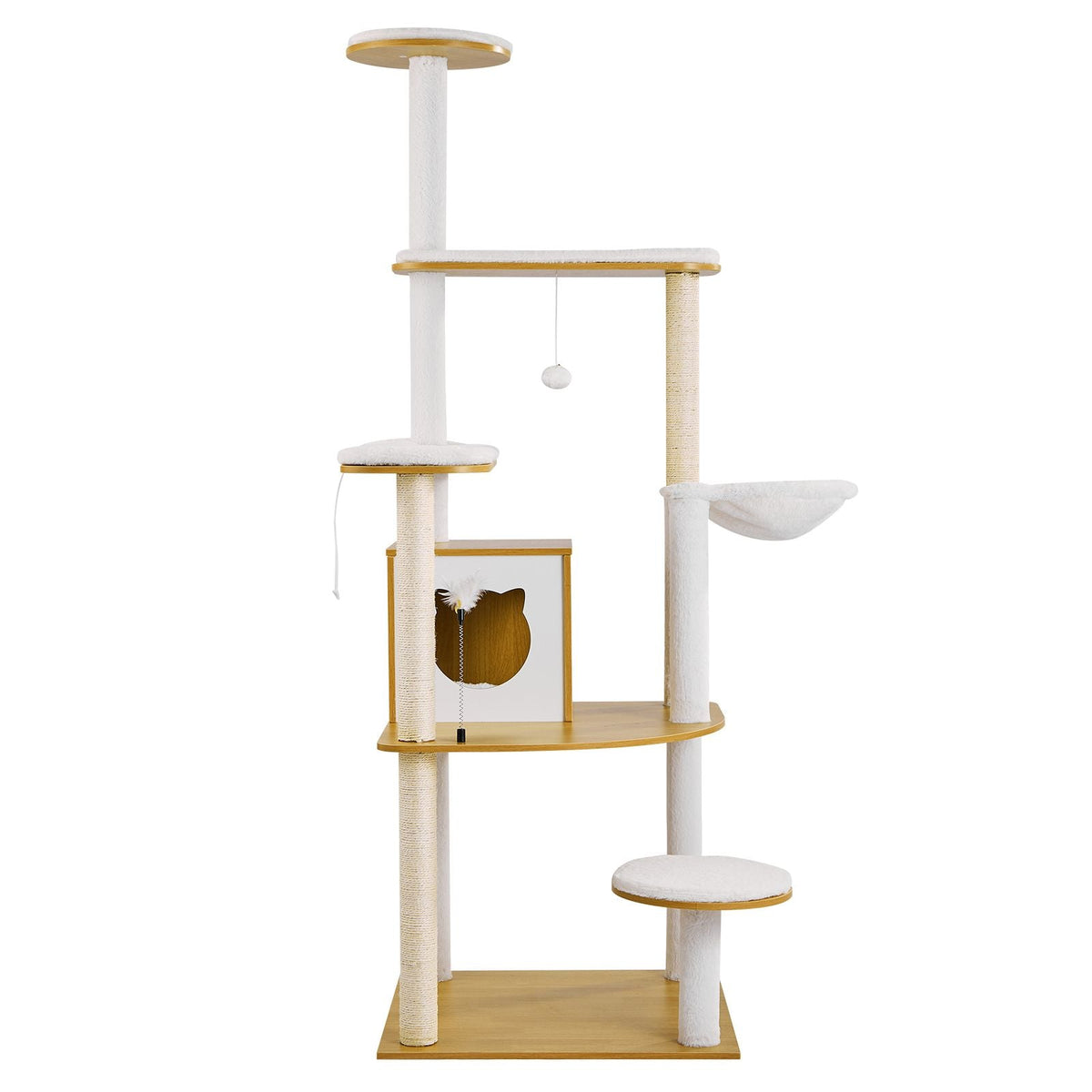 Large Cat Tree, 68.9 inches Tall, Cat Tower, Multi-level Cat Condo Furniture Activity Center with Cozy Perches, Sisal Scratching Posts, Hammock, Big Kittens House for Indoor Cats Play & Rest