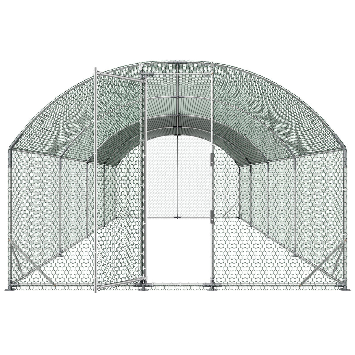 Large Metal Chicken Coop, 9 x 25 x 6.6 ft, Walk-in Chicken Run House with Waterproof Cover & Sturdy Frame, Dome Roof Poultry Cage Duck Pen for Rabbit Hen Goose Outdoor Backyard Farm Use