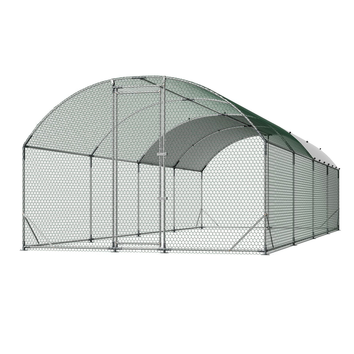 Large Metal Chicken Coop, 9 x 25 x 6.6 ft, Walk-in Chicken Run House with Waterproof Cover & Sturdy Frame, Dome Roof Poultry Cage Duck Pen for Rabbit Hen Goose Outdoor Backyard Farm Use