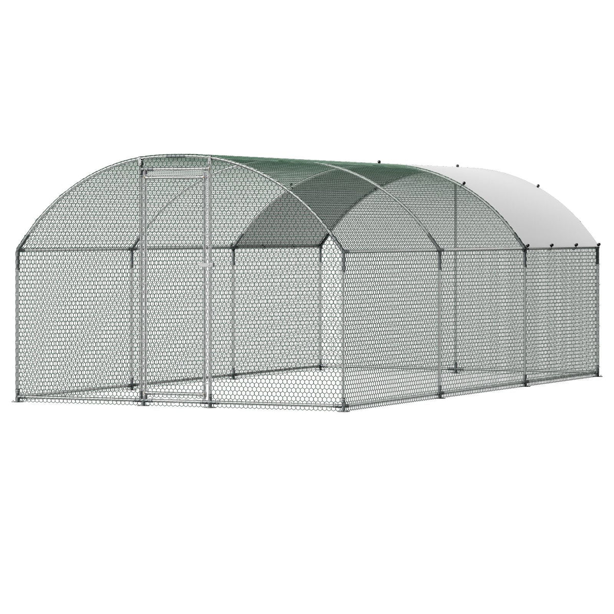 Large Metal Chicken Coop, 9.8 x 19.7 x 6.6 ft, Walk-in Chicken Runs with Waterproof Cover, Dome Roof Hen House Enclosure with Lock, Outdoor Duck Rabbit Cage Poultry Pen for Backyard, Farm, Yard