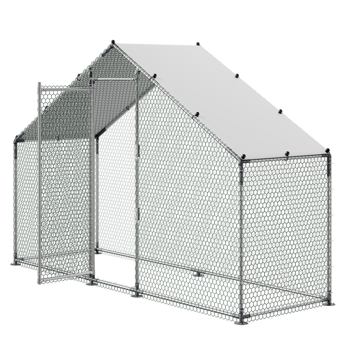 Large Metal Chicken Coop,9.8 x 3.3 x 6.6 ft, Walk-in Chicken Run House with Waterproof Cover & Sturdy Frame, Spire Roof Poultry Cage Duck Pen for Rabbit Hen Goose Outdoor Backyard Farm Use