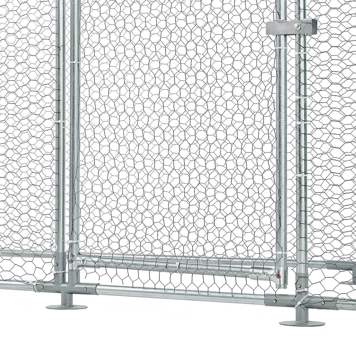 Large Metal Chicken Coop,9.8 x 3.3 x 6.6 ft, Walk-in Chicken Run House with Waterproof Cover & Sturdy Frame, Spire Roof Poultry Cage Duck Pen for Rabbit Hen Goose Outdoor Backyard Farm Use