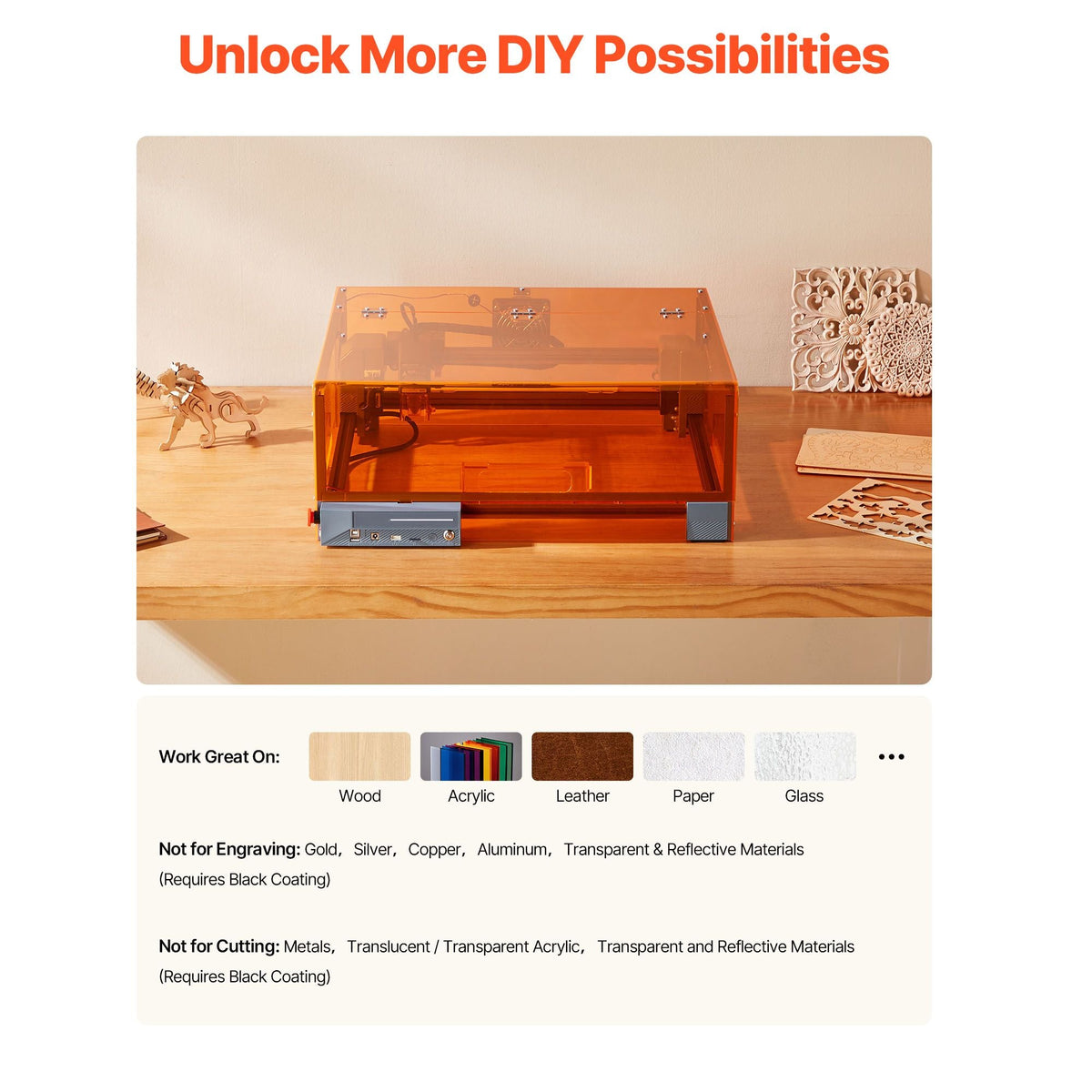 Laser Engraver, 20W, Laser Engraving and Cutting Machine with Enclosure, Laser Cutter Engraver Machine, 7000 mm/min, 11.8 x 11.8 in Working Area, for Wood, Leather, Glass, Certain Metal, Class 1