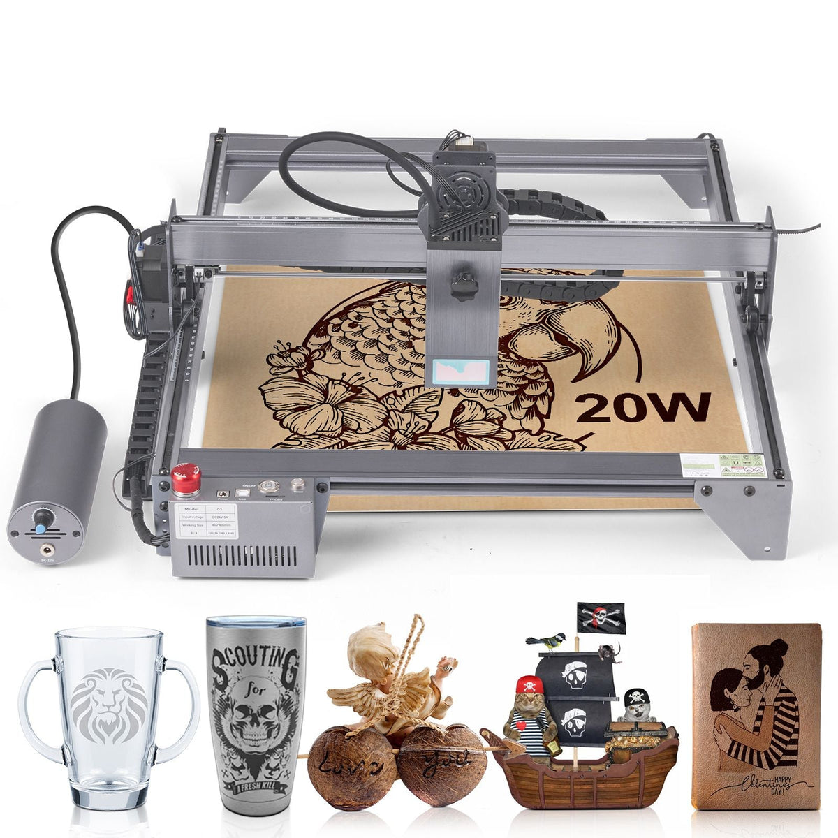 Laser Engraver, 20W Output Laser Engraving Machine, 15.7" x 15.7" Large Working Area, 10000mm/min Movement Speed, Compressed Spot with Eye Protection, Laser Cutter for Wood, Certain Metal