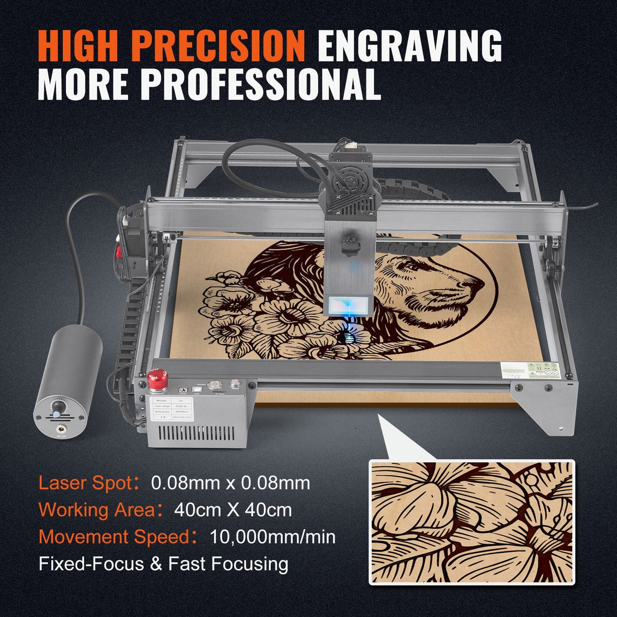 Laser Engraver, 20W Output Laser Engraving Machine, 15.7" x 15.7" Large Working Area, 10000mm/min Movement Speed, Compressed Spot with Eye Protection, Laser Cutter for Wood, Certain Metal