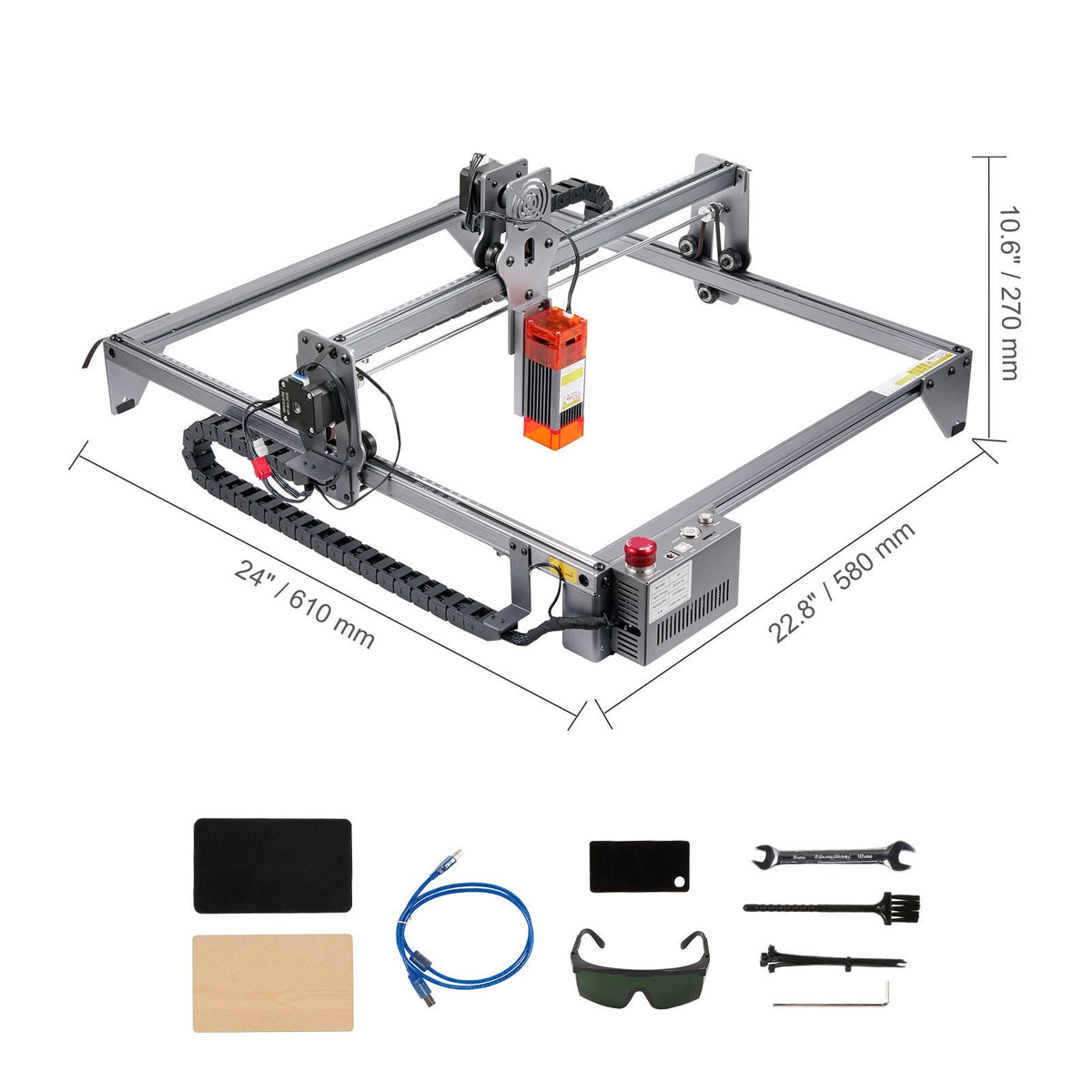 Laser Engraver, 5W Output Laser Engraving Machine, 16.1" x 15.7" Large Working Area, 10000mm/min Movement Speed, Compressed Spot with Eye Protection, Laser Cutter for Wood, Certain Metal