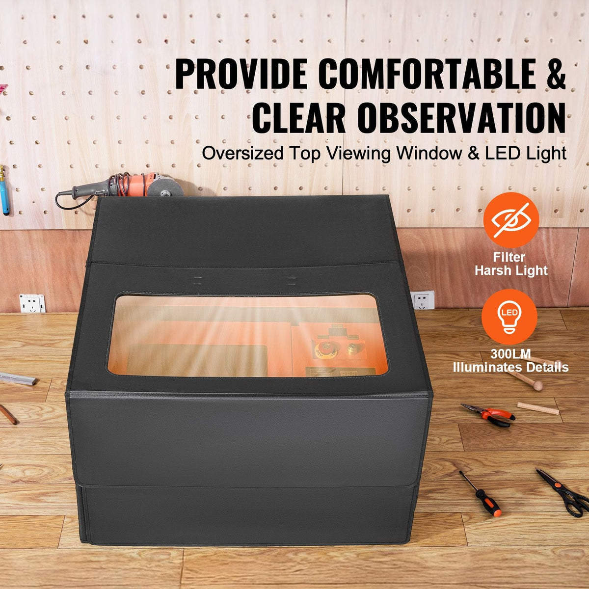 Laser Engraver Enclosure, 31.5 x 31.5 x 19.6", Flame Retardant and Fireproof Protective Cover, with Exhaust Fan and Pipe, Insulates Smoke, Noise and Eye Protection, Fits for Most Laser Engraver