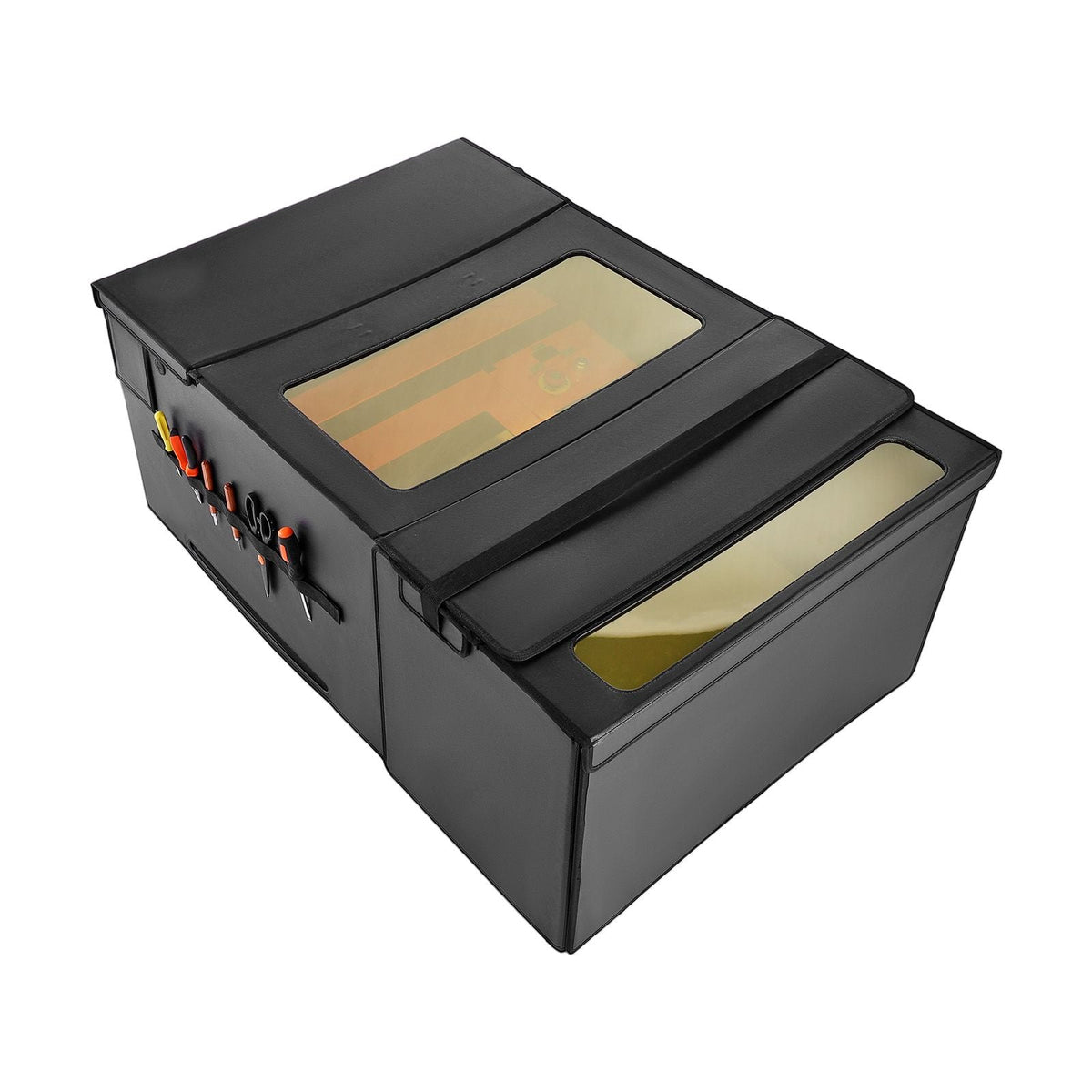 Laser Engraver Enclosure, 48 x 31.5 x 19.6", Dual-Direction Viewing, Flame Retardant and Fireproof Protective Cover, with Exhaust Fan and Pipe, Insulates Smoke, Noise and Eye Protection