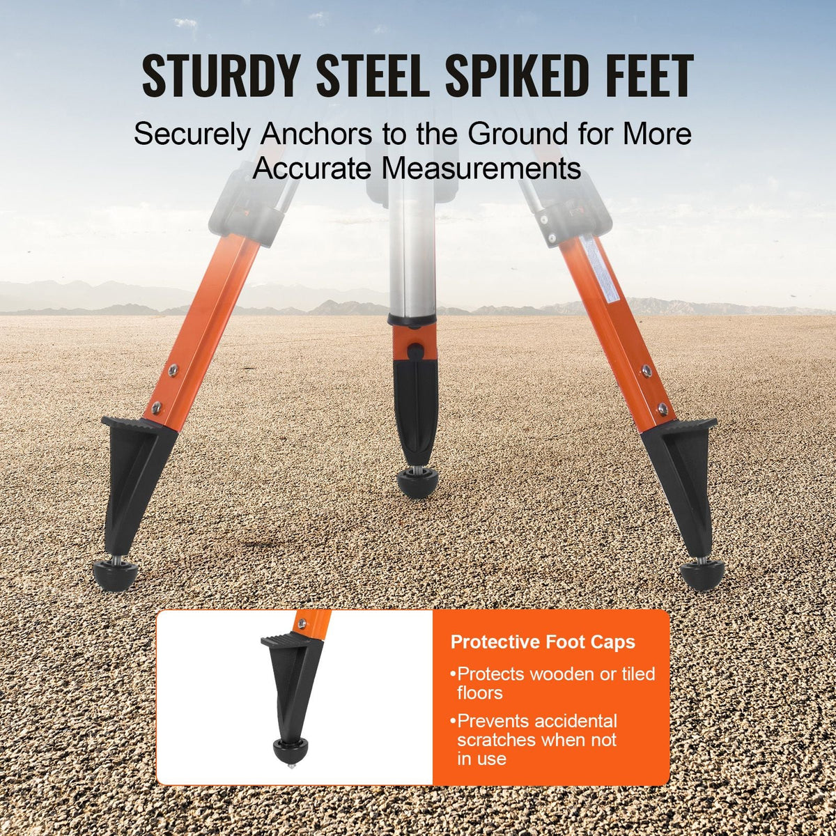 Laser Level Tripod Stand, 5/8"-11 Thread Mount, 27.16-67.71 inch Height Adjustment Heavy Duty Survey Tripod, with Level Bubble & Diffusion Limiter , Liftable Non-Skid Feet for Construction