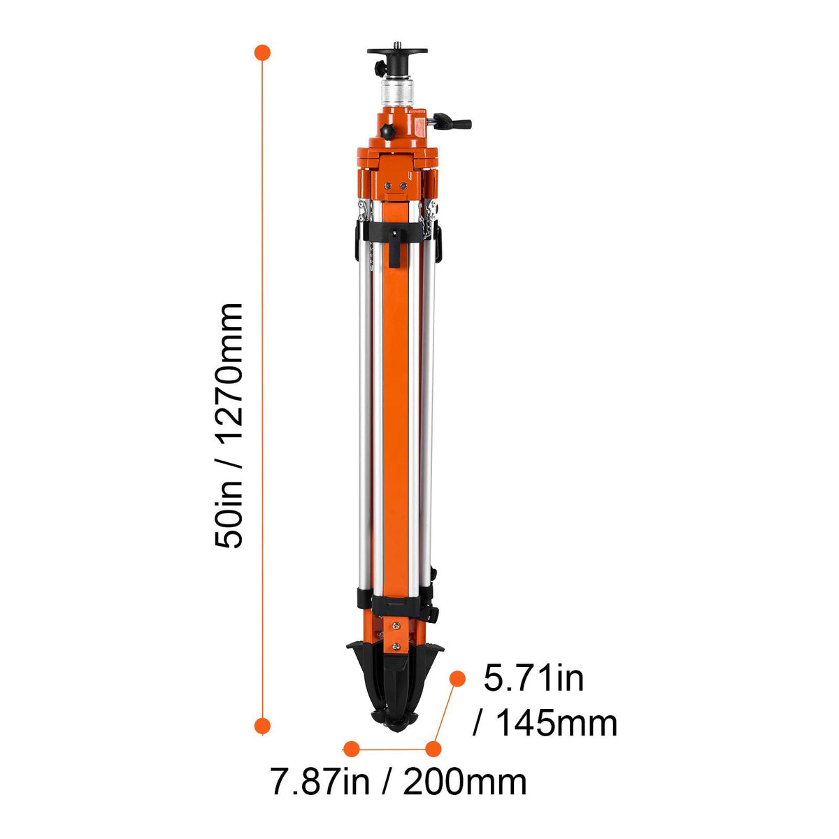 Laser Level Tripod Stand, 5/8"-11 Thread Mount, 45.07-114.37 inch Height Adjustment Heavy Duty Survey Tripod, with Level Bubble & Diffusion Limiter , Liftable Non-Skid Feet for Construction