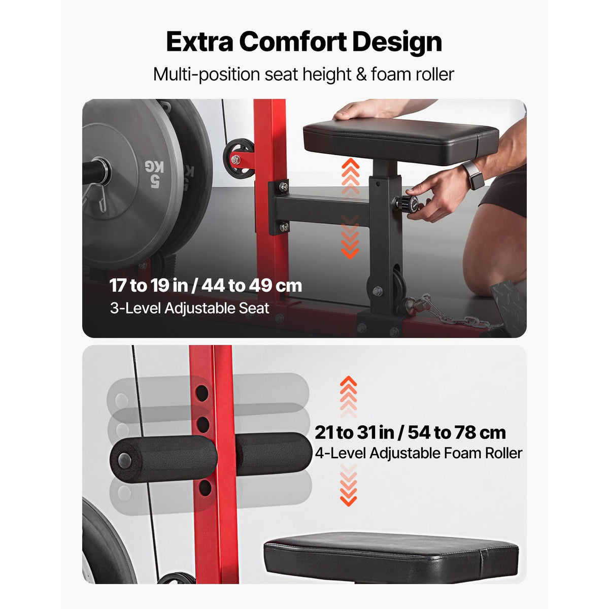 LAT Pull Down Machine, 3-in-1 Row Cable Machine, Cable Machines Home Gym with 3-Level Adjustable Seat, 4-Level Adjustable Foam Roller, Load 400 lbs Lat Tower for Back, Chest, Tricep, Black